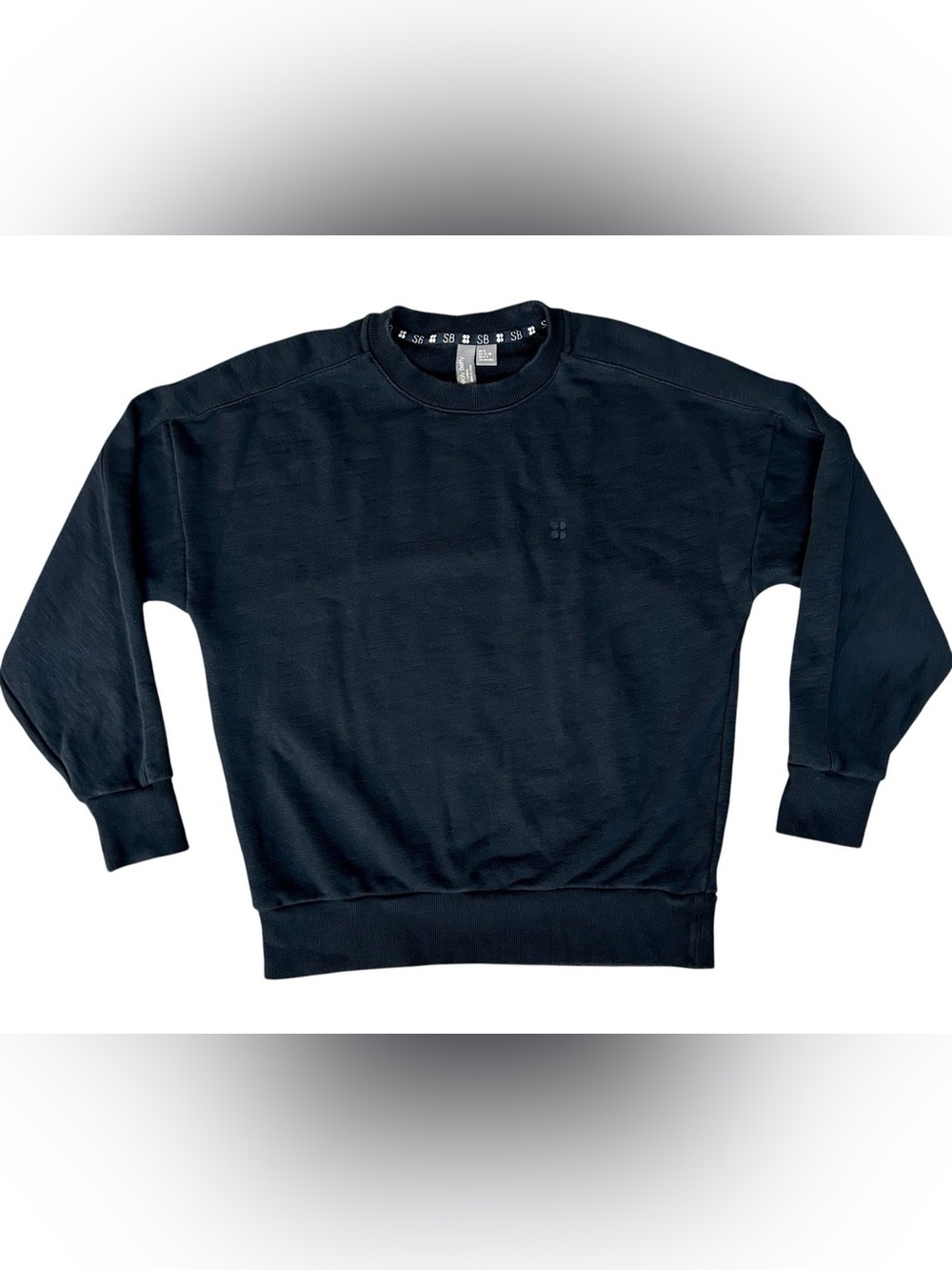 Sweaty Betty Womens Sz 4-6 Essential Crewneck Sweatshirt w/ Cinch Back Navy Blue